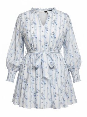 Sugar Lips NWT blue floral long sleeve dress, 2X